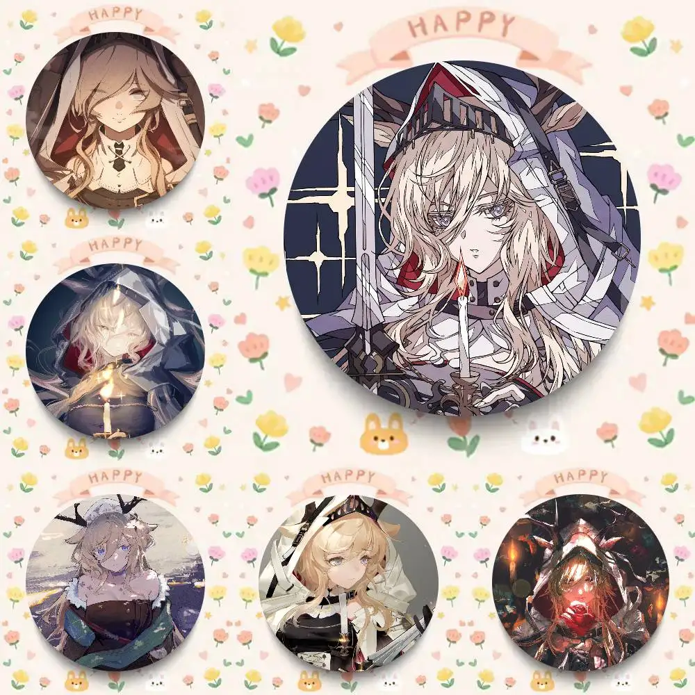 Фото Значки-броши Viviana Anime A-arknights в мультяшном стиле для украшения рюкзаков, круглые эмалевые значки для аксессуаров №1