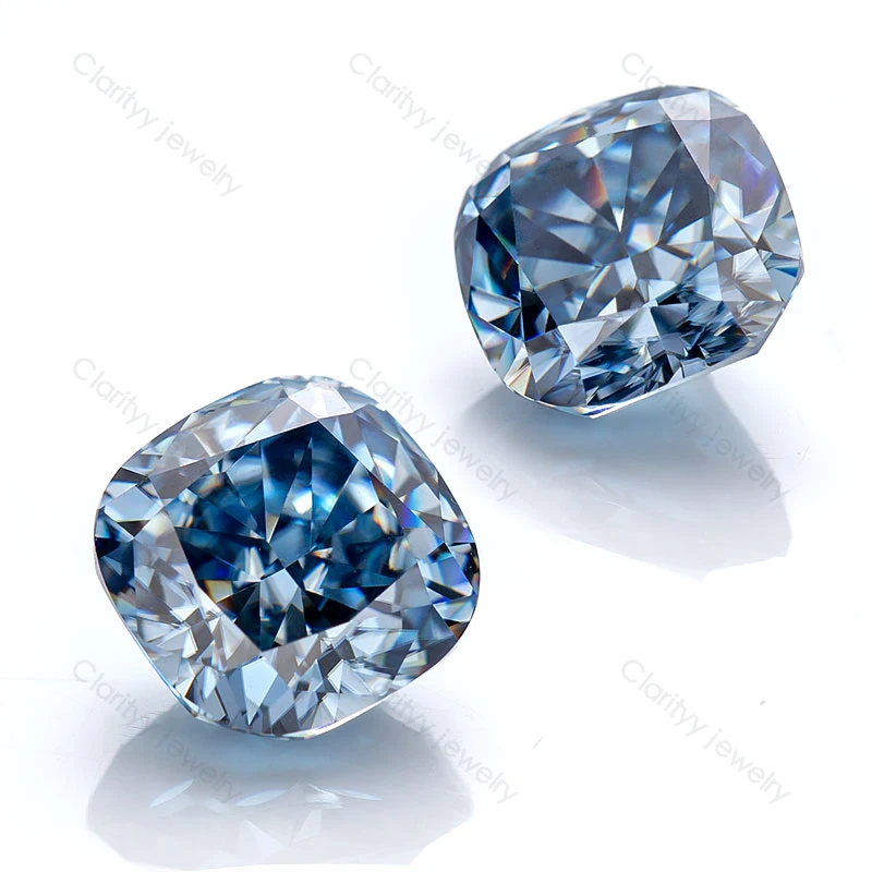 

Holycome, объемные драгоценные камни в форме подушки, измельченный лед, яркий синий, 3EX камень Муассанит, материал для ювелирных изделий, оптовая...