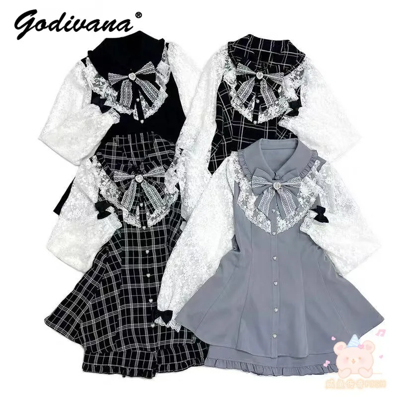 Женский комплект одежды SC новинка 2023 Осеннее кружевное платье с длинным рукавом