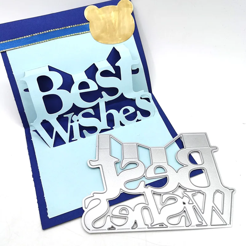

New Best Wishes Card Background Metal Cutting Die DIY Scrapbook Paper Cards Decorative Craft Embossed Die Cut 2022