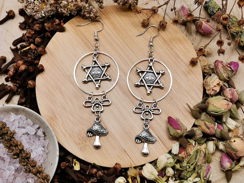 

Witch Earrings, Pagan Gifts, Forest Witch Earrings, Hedge Witch Accessories, Druid Jewellery, Witchy Aesthetic, Forest Witch