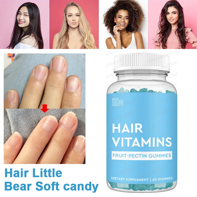 60 pills hair jelly collagen vitamin Promote hair growth strengthen nails reduce splitting nourish hair protect nails hair jelly