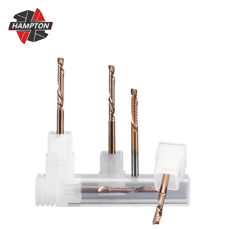 

HAMPTON Single Flute UP DOWN Cut Router Bit 1/8mm Shank TiCN Coated Carbide End Mill CNC Milling Cutter for Woodworking Tool