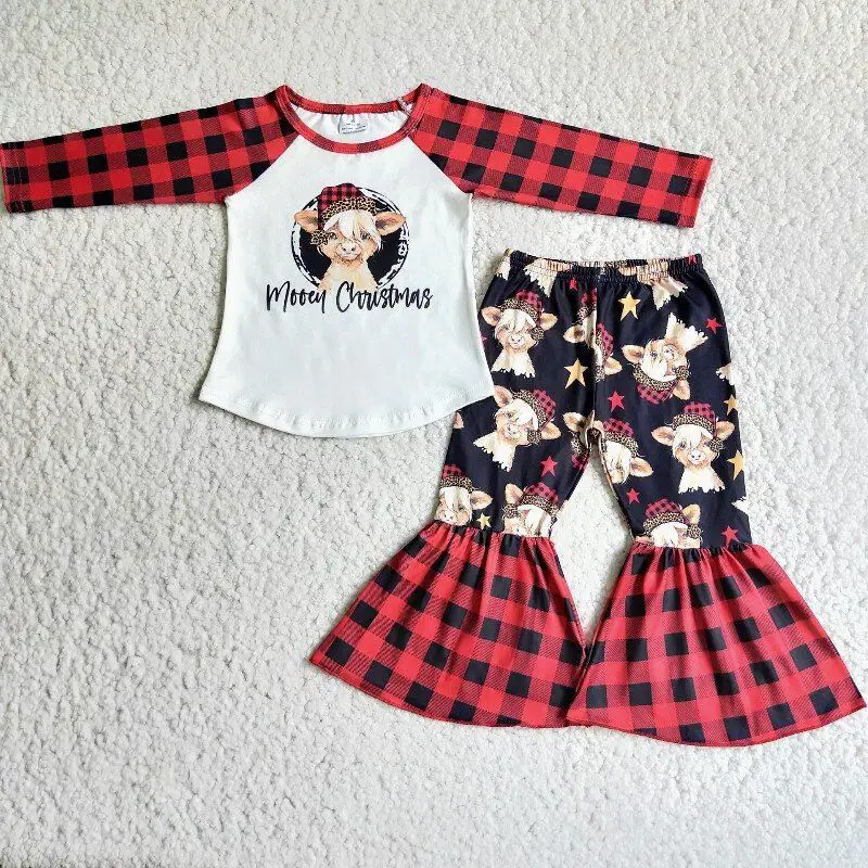 

new fashion children clothes red plaid long sleeve top and pant baby girl outfit set girls clothing