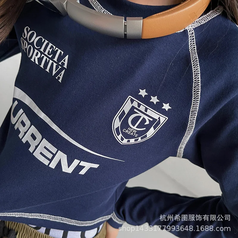 Girls' Parent-Child Style Casual Fashion Versatile Thin 2022 Autumn New Temperament and Fashion T-shirt Trend