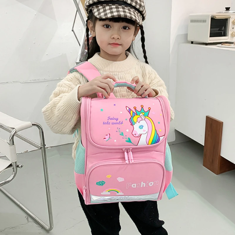 Primary School Students Lovely Large Capacity Unicorn Backpacks Cartoon Children Dinosaur Light Student School Bags for Girl Boy