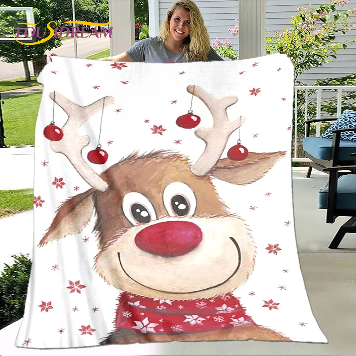 

Merry Christmas New Year Cartoon Blanket,Flannel Blanket Throw Blanket,Soft Warm Blanket for Living Room Bedroom Beds Sofa Gift