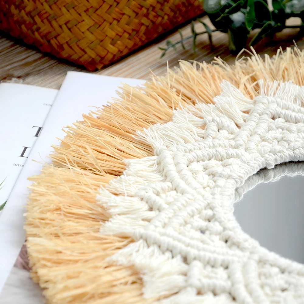 Декоративное зеркало в стиле бохо соломенная ткань романтичная Свадебная