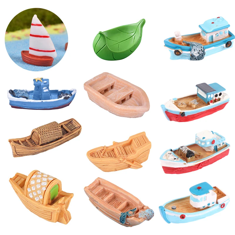 

Boat Yacht Mediterranean Sea Model Figurine Aquarium Ornament Craft Decor Miniature Home Fairy Garden Decoration DIY Accessories