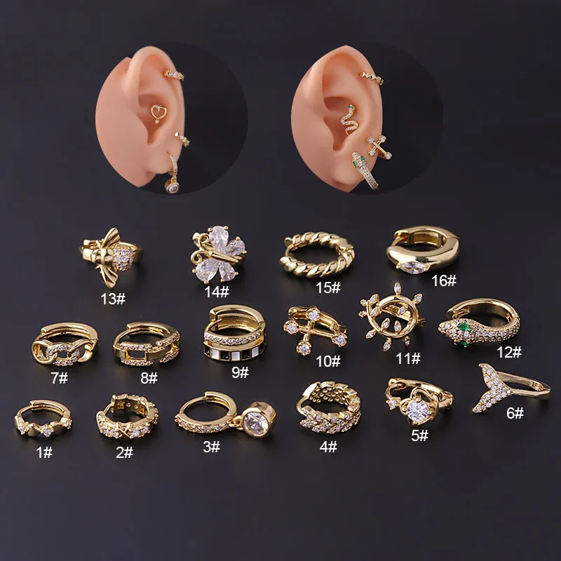 

1Pcs Fashion Stainless Steel Earrings Piercing Auricle Jewelry Gold Hoop Huigge Earring Cartilage Helix Lobe Hoop Earring