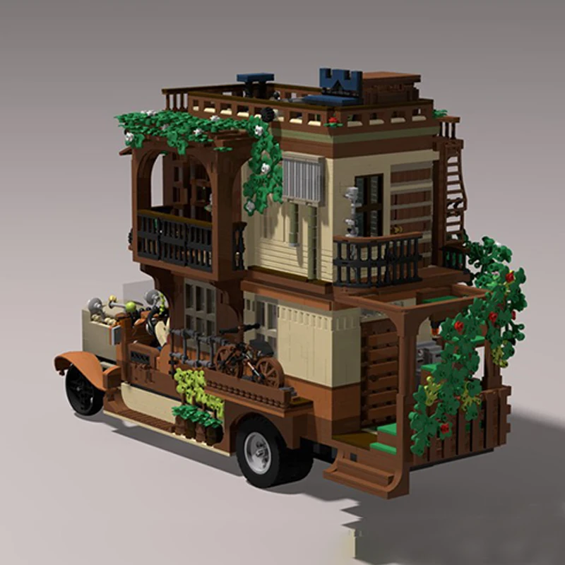 5158 шт. MOC две дамы вождения винтажный двухэтажный караван автомобиль