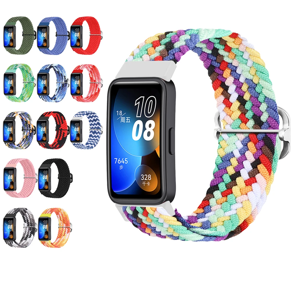 

Ремешок Плетеный для смарт-часов Huawei Band 8, эластичный нейлоновый браслет с регулируемым ремешком, аксессуары для смарт-часов