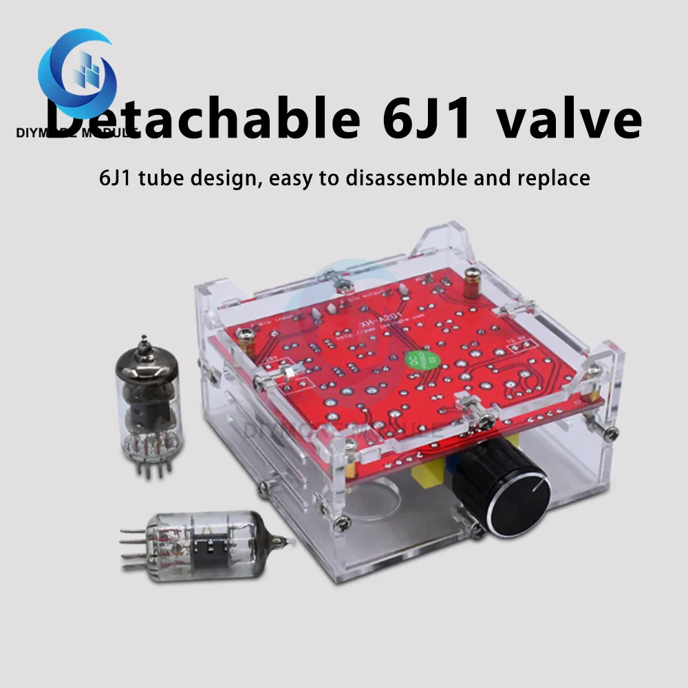 XH-A201 HIFI 6J1 Class A Bile Tube Preamplifier Amplifier Finished Power Board with Acrylic Case |