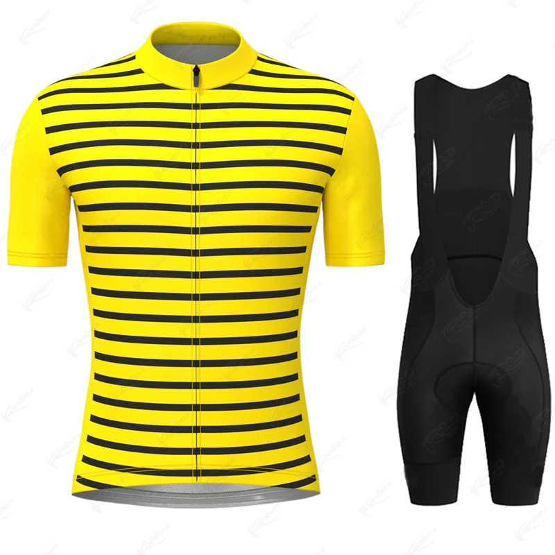 Купи 2022 Yellow Cycling Jersey Set MTB Uniform Bike Clothing Summer Breathable Cycling Clothes Bicycle shirt ropa ciclismo Bib Pants за 473 рублей в магазине AliExpress