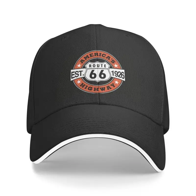 

Индивидуализированная модная бейсболка Route 66, Спортивная Женская Мужская Регулируемая американская шоссе, папа Байкер, Весенняя шляпа