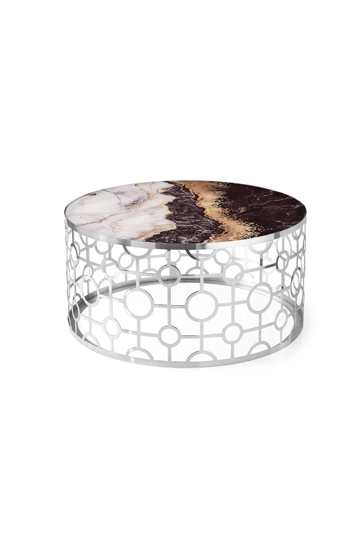 

Modern Oxford Medium coffee table Chrome Plated Patterned Marble coffee tables table basse furniture living room table