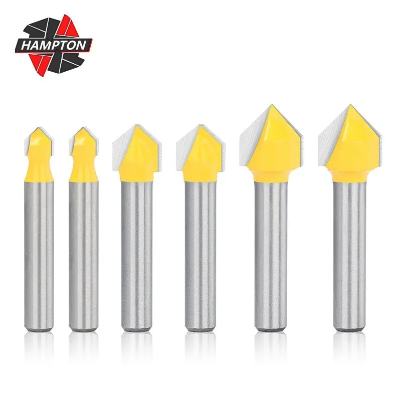 

HAMPTON 1/4 Shank V Gloove Bit 60/90 Degrees Router Bit Carbide Milling Cutter for Woodworking, V Slot Cutter
