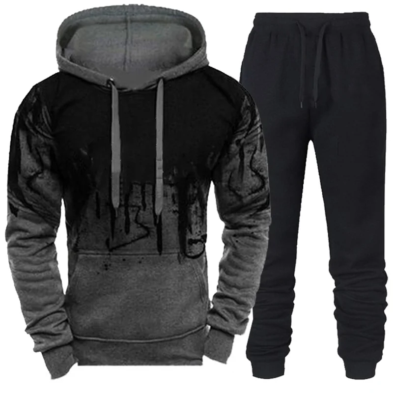 

Men's sets spring and autumn outdoor sports large jacket + casual pants jogging sweatshirt hoodie logo customization wholesale