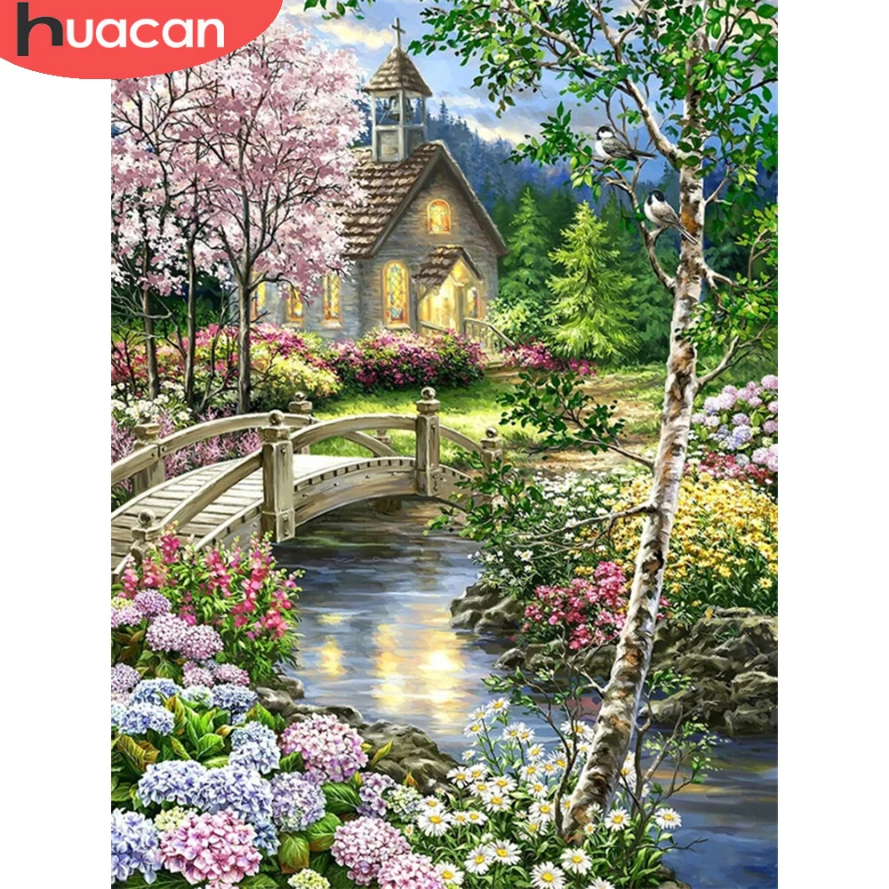 

Алмазная 5D картина HUACAN с полным покрытием, пейзаж, садовая вышивка, картина стразы, вышивка, мозаика, украшение для дома