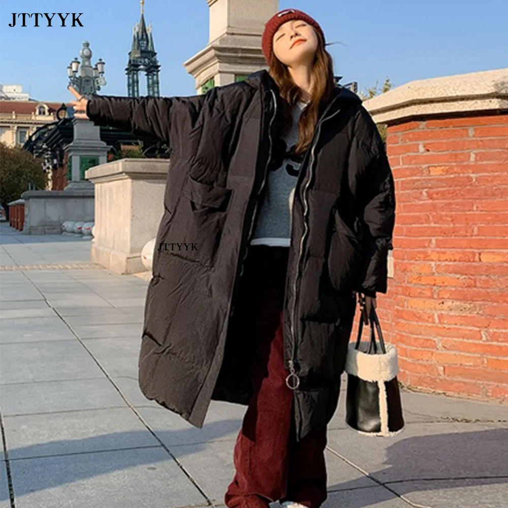

Korean Fashion Women Loose Long Coat Winter Warm Jacket Female Oversize Overcoat Winter Jacket Women 2022 New Hooded Parka