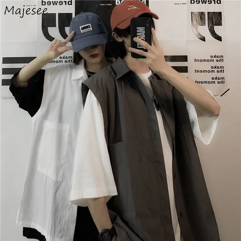 

Vests Women Retros Summer Fashion Korean Style Sleeveless Couples Casual Turn-down Collar Loose Harajuku Unisex Chic Hot Sale