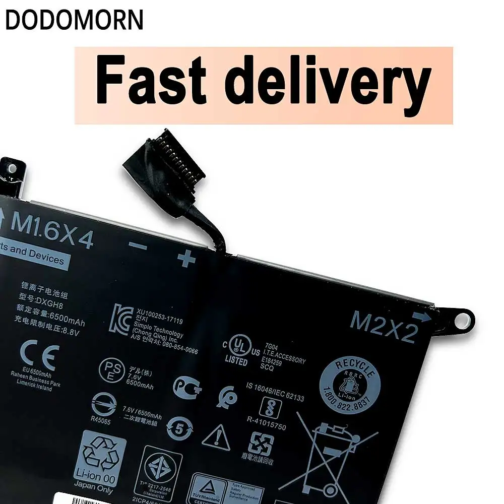 Новый аккумулятор DODOMORN DXGH8 для Dell XPS 13 9380 9370 7390 Inspiron 2-в-1 7490 G8VCF H754V 0H754V P82G 52WH