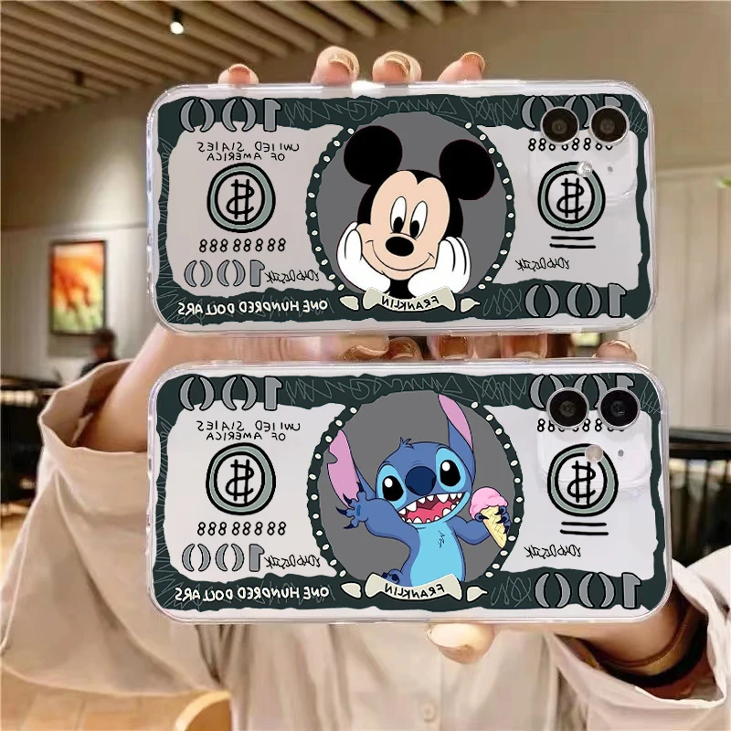 Прозрачный чехол для телефона DISNEY с Микки Маусом Лило и Стич iPhone 11 12 13 14 Pro Max Mini X XR