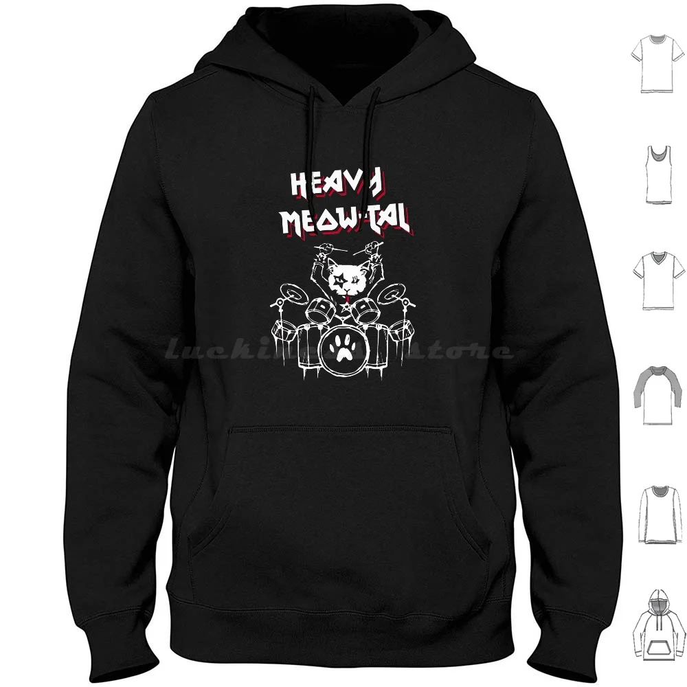 

Heavy Meowtal Hoodie cotton Long Sleeve Cat Heavy Metal Meow Metal Cats Kitten Cute Kitty Music Funny Purr Animal Heavy