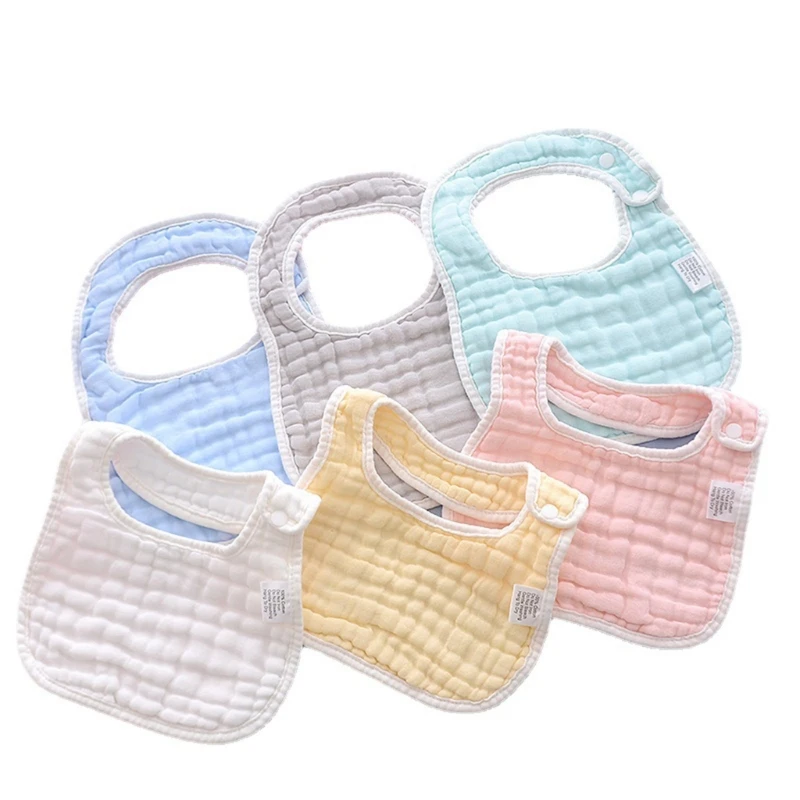 

6PCS Feeding Bib Baby Burp Cloth Bib for 0-18Month Infant Gender Neutral Gauze Cotton Teether Drooling Bib for Newborn