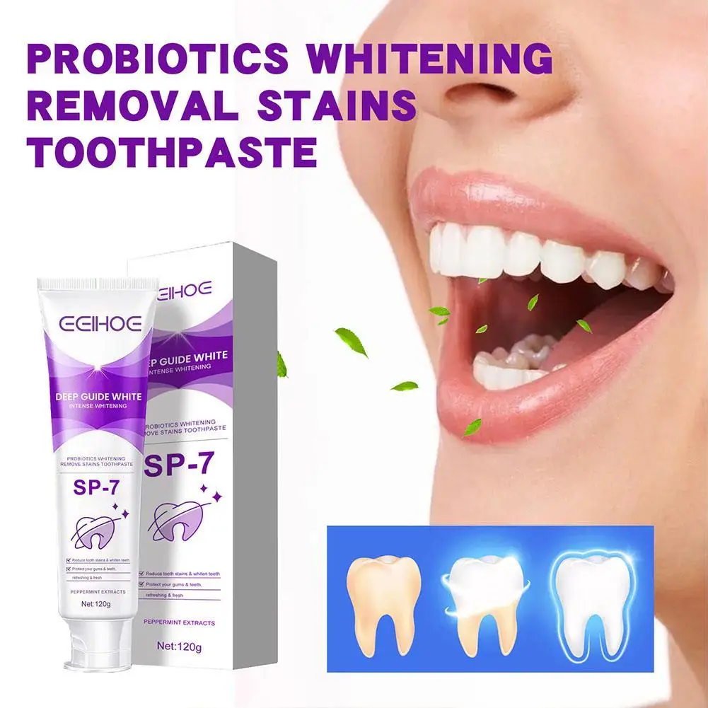 

Пробиотическая отбеливающая зубная паста для чистки зубов, удаление желтых пятен, свежий и стойкий белый запах