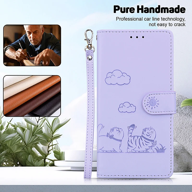 Cute Kitten Anti Theft Brush Flip Leather Case For Tecno Spark 7 8 10 20 Pro Plus 4G 10C 20c 8C G0 2024 Magnetic Wallet Shell