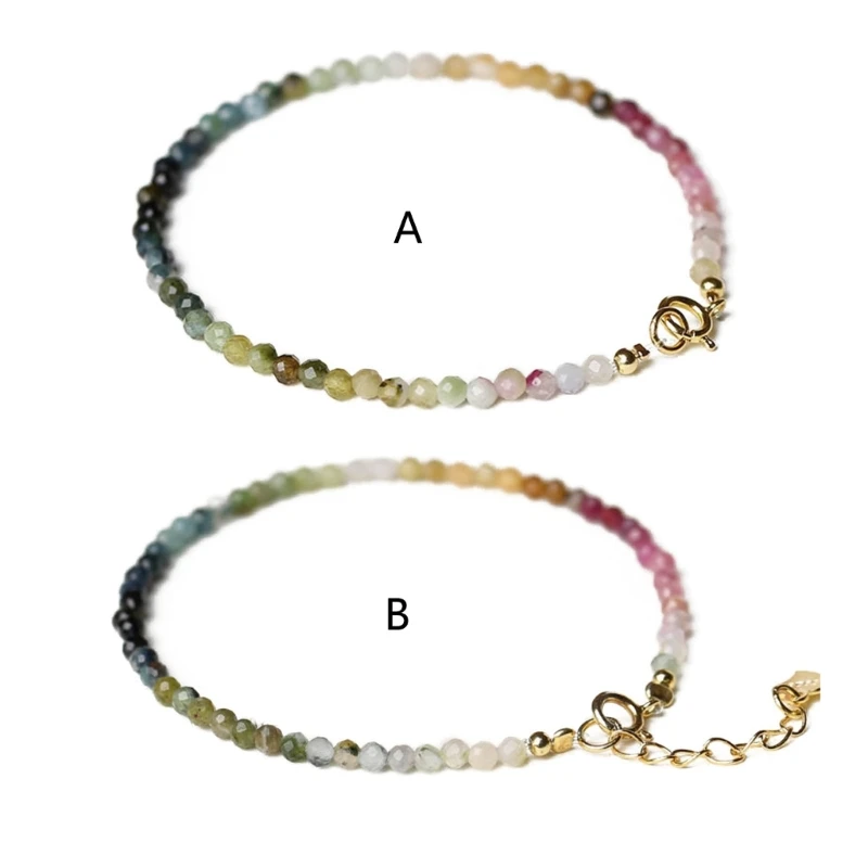 Стильный турмалиновый браслет с кристаллами нежный маленький из бисера модная