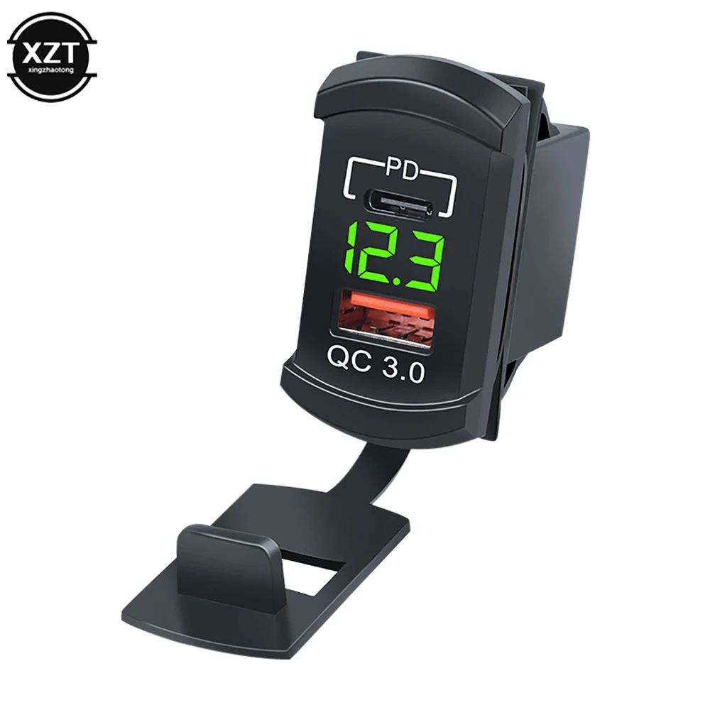 

Автомобильное зарядное устройство PD QC3.0 с двумя USB-портами, 12 В, 24 В