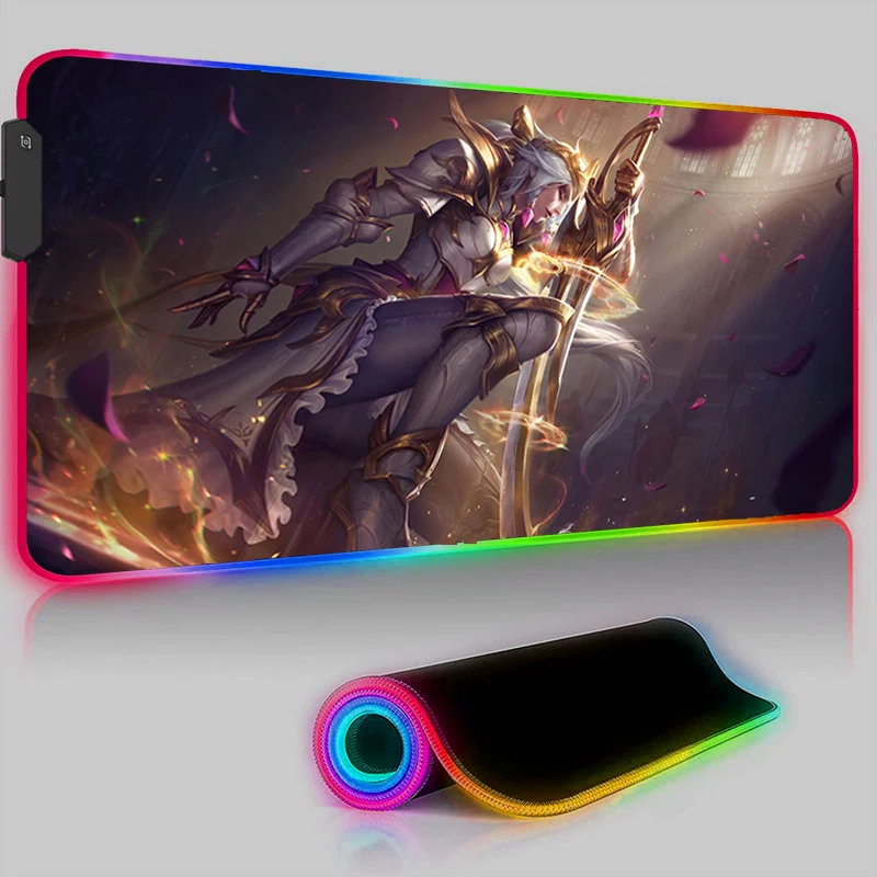 

RGB Mouse Pad LED Gaming Diana League Of Legends Cool Soft Keyboard Mat Mousepad Computer Desk Accessories Anti-skid Game Mats