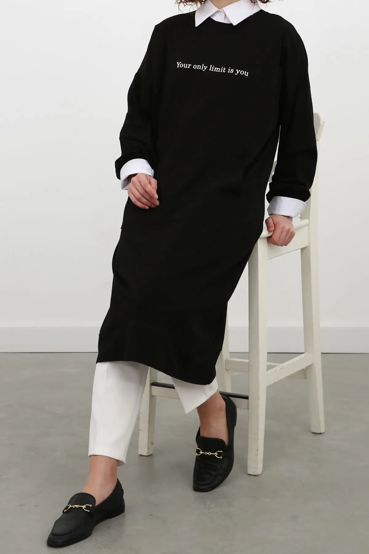 

Black Cotton Tunic Sweater Women Muslim Sweatshirt 2021 Fashion