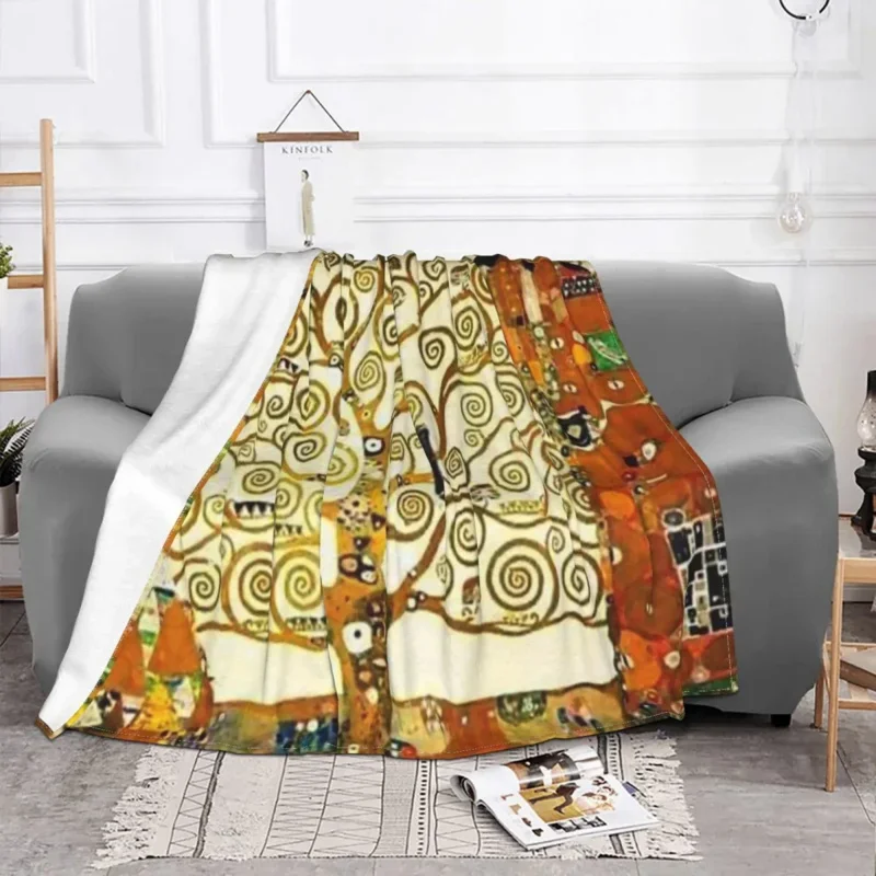 

Gustav Klimt The Tree Of Life Flannel Printed Breathable Lightweight Throw Blanket For Bed Office Rug Piece