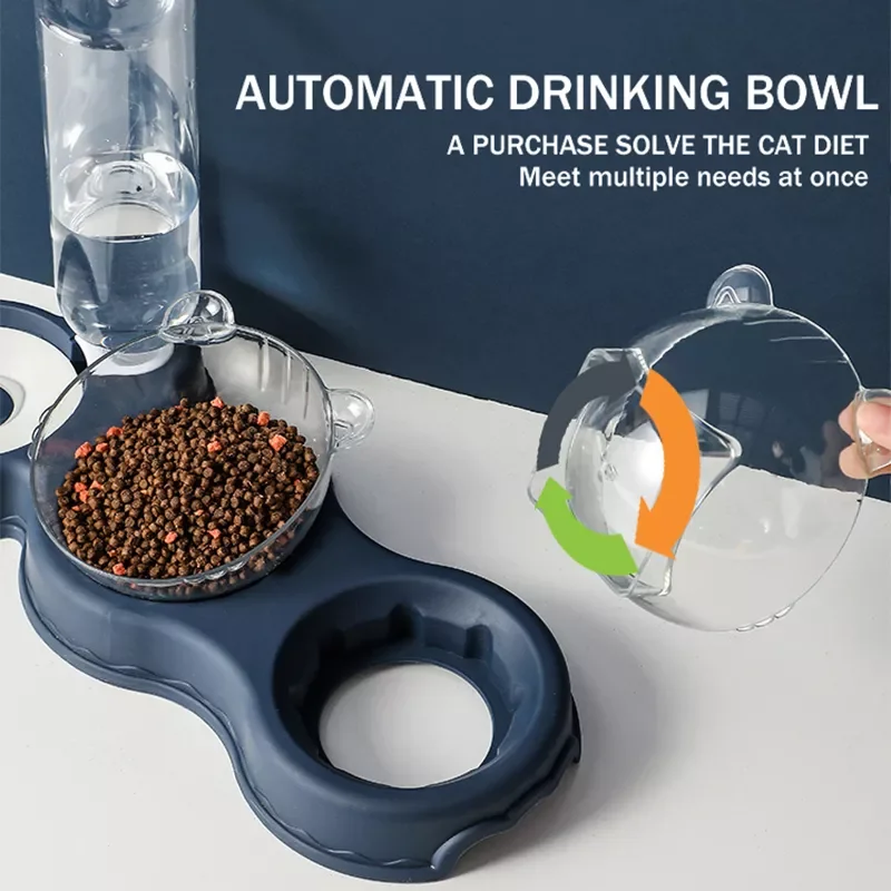 

Cat Bowl Three-Bowl Automatic Feeder Anti-Overturning Moisture-Proof Mouth Dog Bowl Feed Water Feeder Bowl For Cats