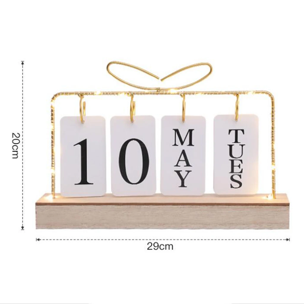 Деревянный вечный металлический календарь с откидной крышкой для ежедневного