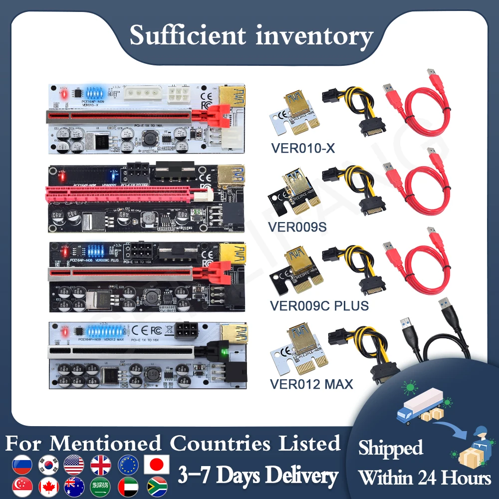 1-6 шт. новейший VER009S USB 3.0 PCI-E Райзер VER009C PLUS VER010-X VER012 Max Express 16x карта-адаптер