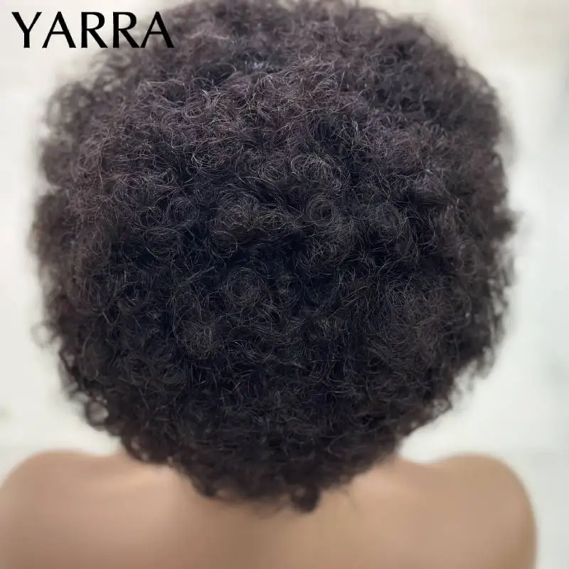 Афро кудрявые вьющиеся человеческие волосы короткие парики вырезанные челкой 13x1