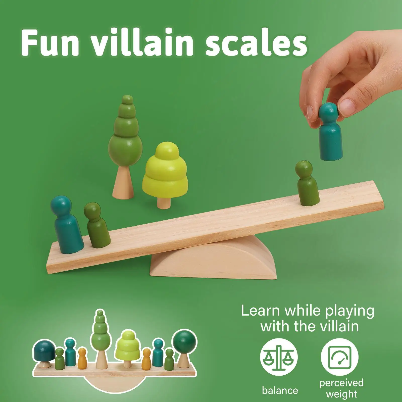 

Wooden Balance Scale Toy Skill Motors Developing Intelligence Activity Puzzles Doll Balance for Children Kids Gifts