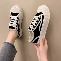 2022 thick soled canvas shoes for women spring and summer new line lace up korean style ins style casual shoes student biscuit s