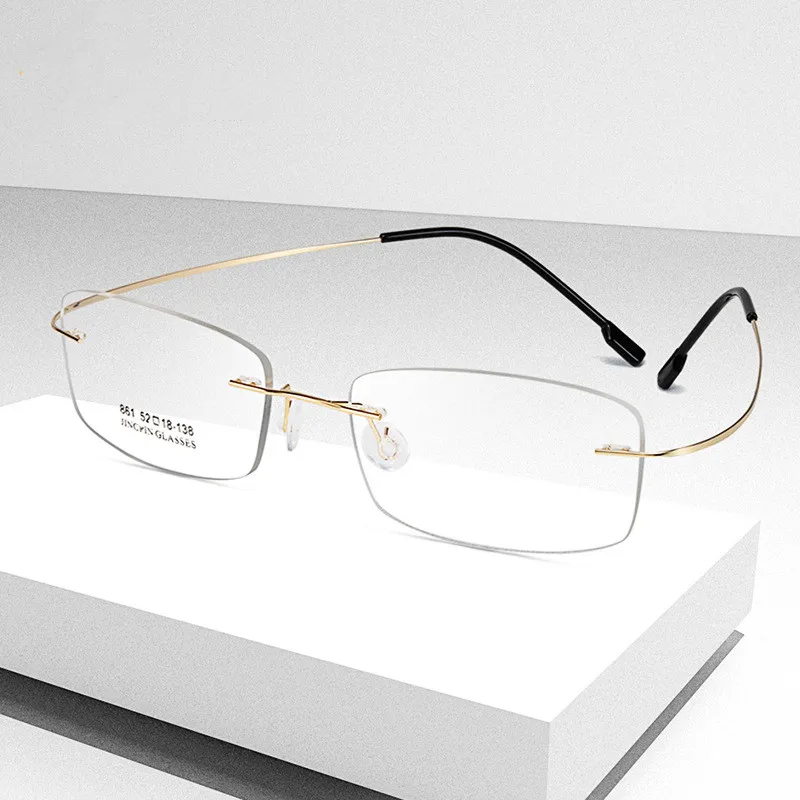 

TGCYEYO Titanium Alloy Rimless Glasses Frame Men Prescription Eyeglasses Women Myopia Optical Frame Screwless Eyewear