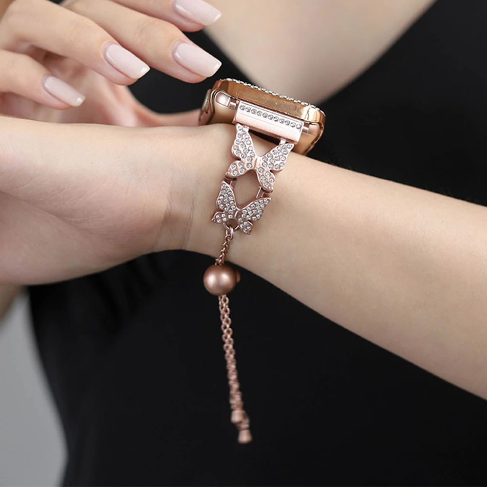 

Women Diamond Bracelet for Apple Watch Band 6 5 4 Se 40 44mm 8 7 41mm 45mm Stainless Steel Band for IWatch Ultra 49mm Wristband