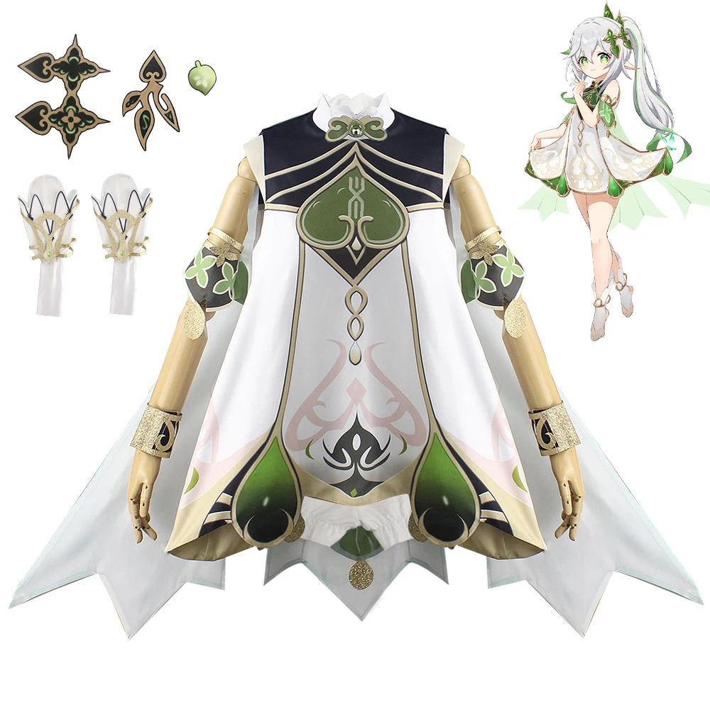 

Genshin Impact Nahida Cosplay Costume White Long Synthetic Mixed Wig Dress Outfits Comic Con Party Carnival