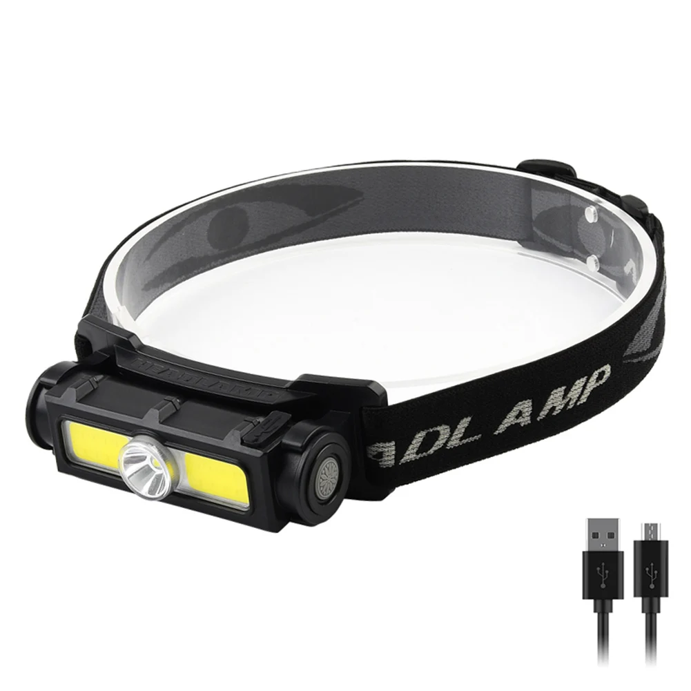

LED COB Headlight Power Display Headlamp USB Rechargeable with Buli-in Batteries Torch for Camping Hiking Working Night Light