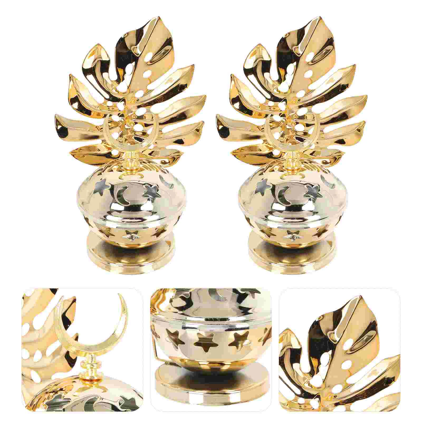 

2 Pcs Candlestick Wedding Table Decorations Festival Stainless Steel Aroma Burner Home Container