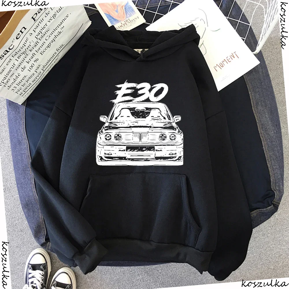 

E30 Car Hoodies New Autumn Winter Fashion Mens Stylish Cars Design Hooded Sweatshirts Hoody Men Green Hip Hop Harajuku Hoodie