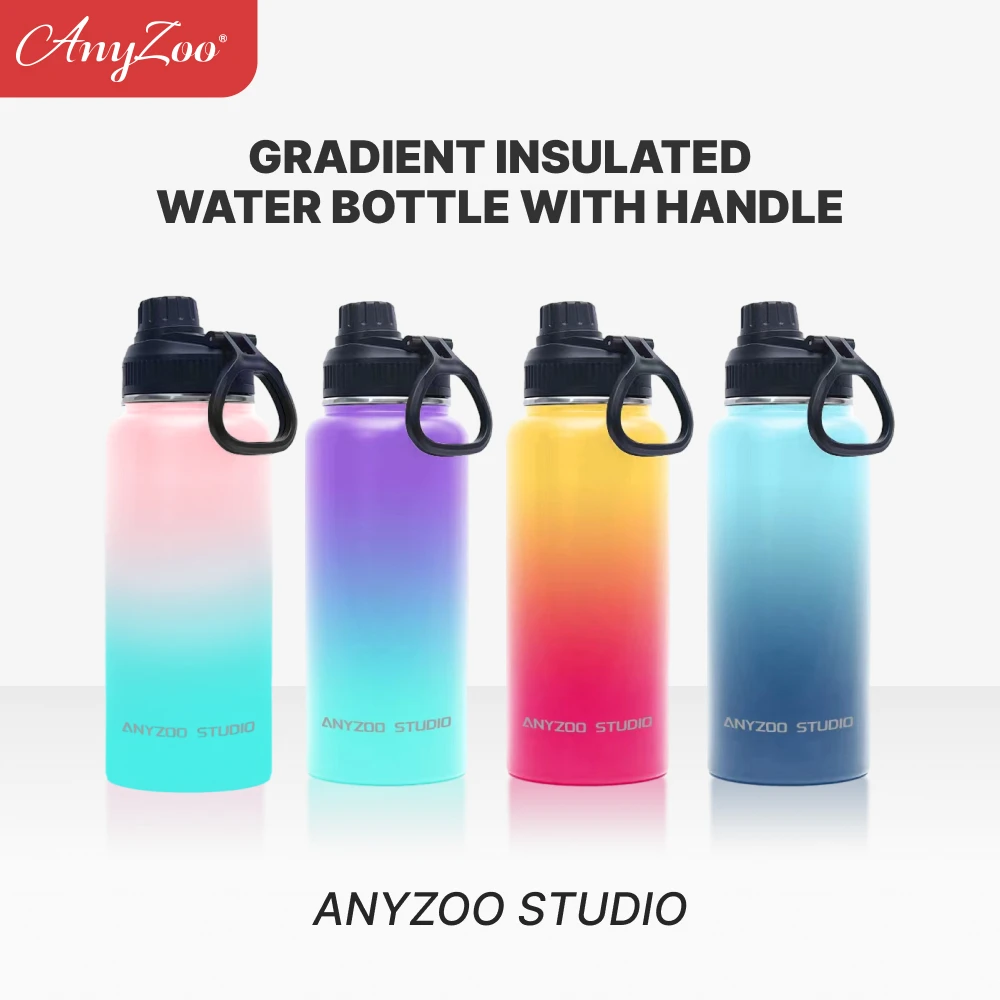 Бутылка для воды 32 унции из нержавеющей стали с большой емкостью сохранения