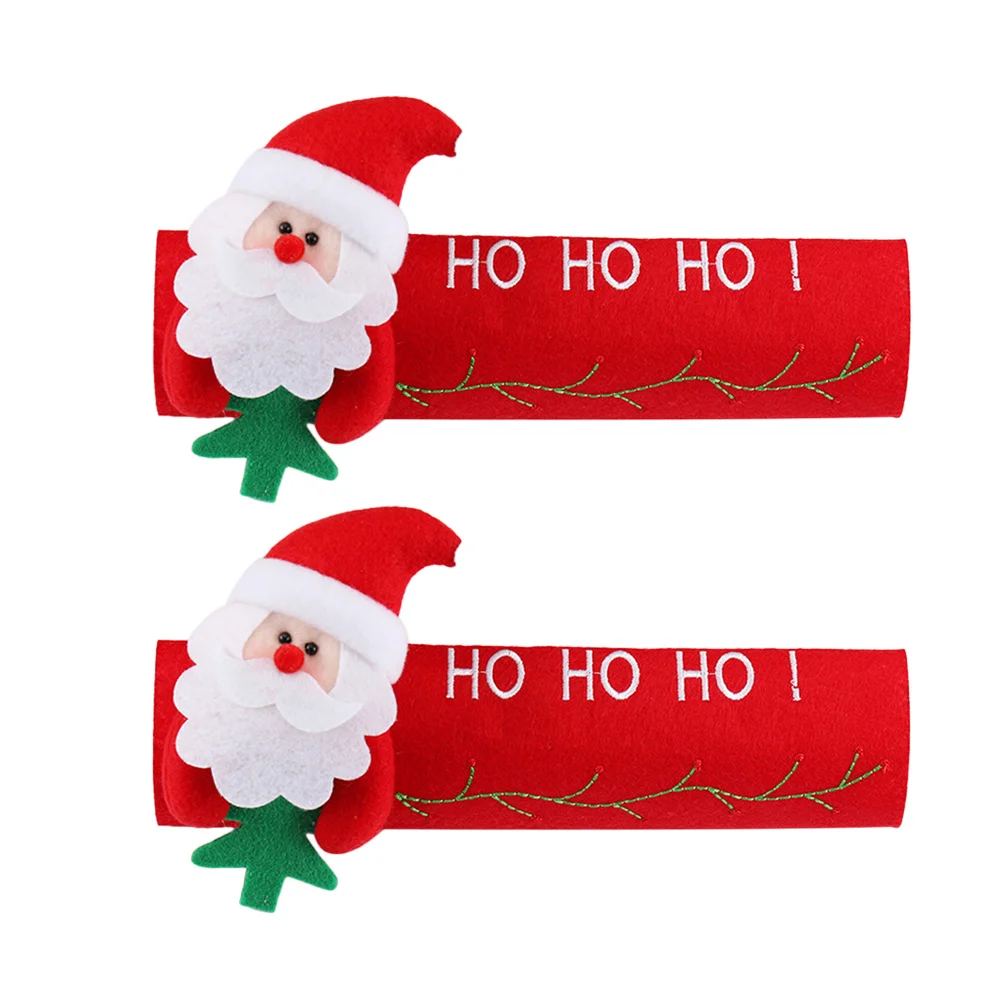 

Handle Christmas Refrigerator Protector Cover Decoration Microwave Decor Kitchen Door Oven Antiskid Santa Claus Party Supplies